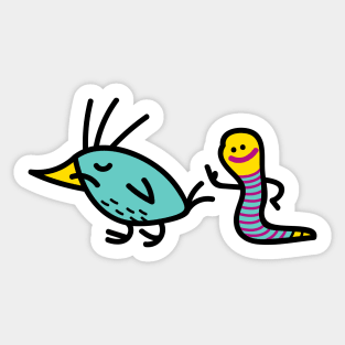 Former bird and worm Sticker